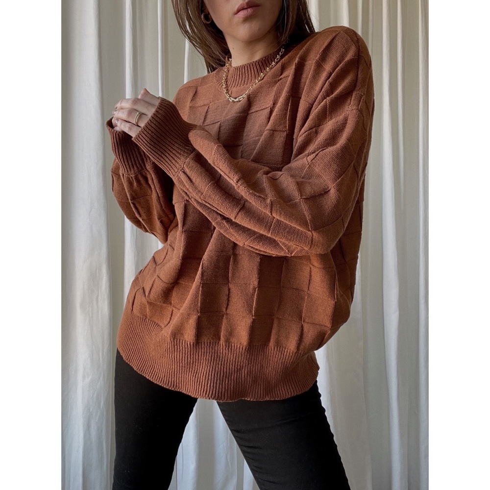 SWEATSHIRT knit oversized sweater — In Chestnut
